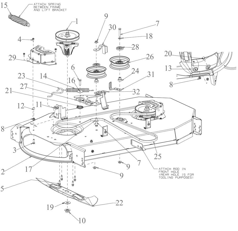 Deck Diagram and Parts List for XT2-LX46KH (13AQA1TNA10)(2023) Cub Cadet Lawn Tractor